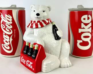 #137 • Two Ceramic Coca Cola Cans and Polar Bear Cookie Jars
WWW.LUX.BID