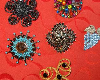 Various pins and brooches...most are Vintage. 