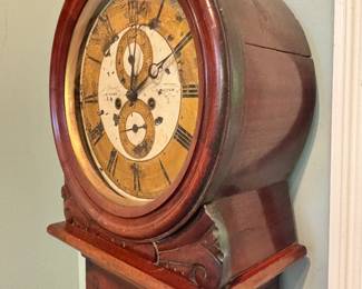 Rare Circa 1830 Antique Mahogany Scottish Drumhead Clock - Hamilton Wiseman