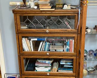 Antique Lawyer Barrister Bookcase with Leaded Glass