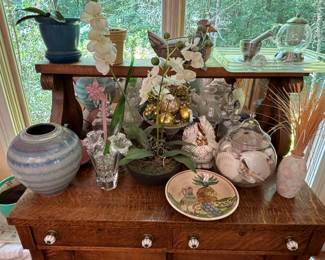 Antique French Country Tiger Oak Side Board