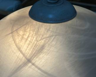 French Art Deco Lamp with Swirled Glass Dome Shade (Two table lamps with one matching floor lamp)