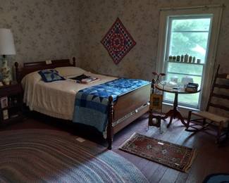 Amish made quilts, double bed, rugs