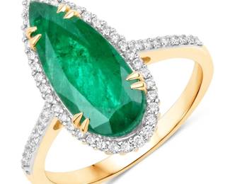 Zambia Emerald and Diamond Ring