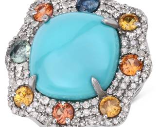 Turquoise & Sapphire Cocktail Ring