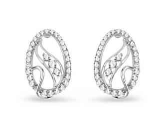 Oval Diamond Swirl Earrings