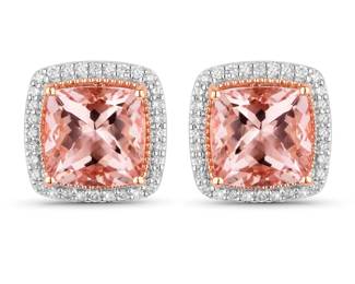 Rose Gold Morganite and Diamond Earrings