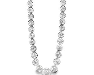 Platinum Bezel Set Diamond Necklace