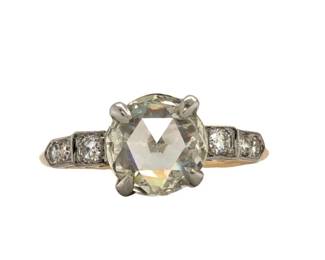 Rose Cut 1.60 CT Diamond Solitaire Cathedral Ring