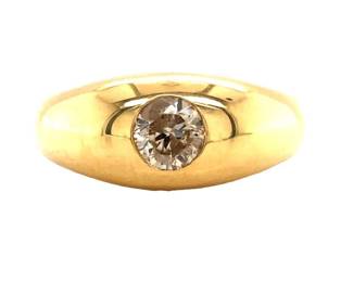 Diamond Solitaire Domed Unisex Ring