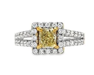 	Two-Tone Gold Fancy Yellow Diamond Halo Ring