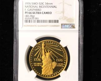 1976 F. Gasparro Gold Bicentennial Medal
