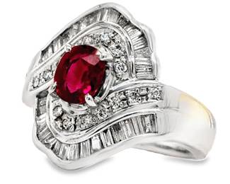 Platinum and Ruby Diamond Ring