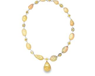 Opal Sapphire and Diamond Necklace