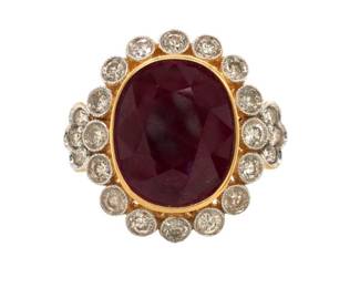 Ruby (8.15ct) & Diamond Bubble Halo Ring