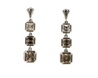 Asscher Cut Fancy Cognac Diamond Dangle Earrings