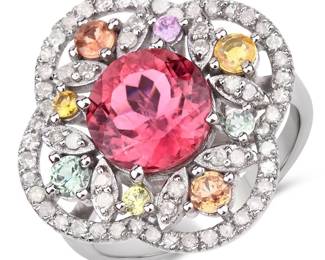 Pink Tourmaline Sapphire Diamond Ring