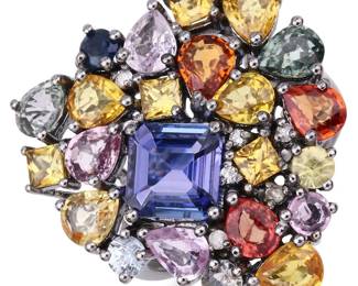 	Multi Gemstone Heart Shape Cocktail Ring