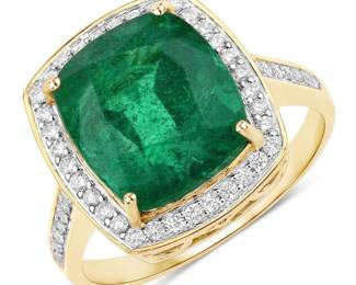 	IGI Certified Zambian Emerald & Diamond Halo Ring