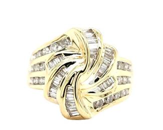 Gold Diamond Pinwheel Bow Ring