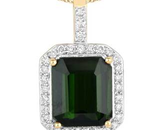 Tourmaline & Diamond Pendant, Certified and Appraised