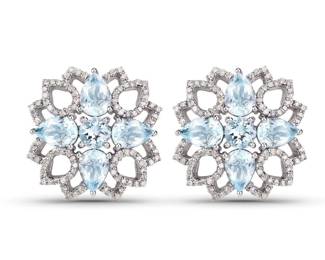 	Aquamarine and Diamond Ornate Button Earrings