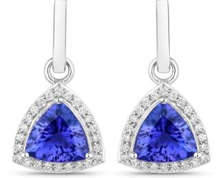 White Gold Trillion Cut Tanzanite Dangle Earrings
