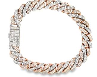 Cuban Link Bracelet - Rose & White Gold Diamond