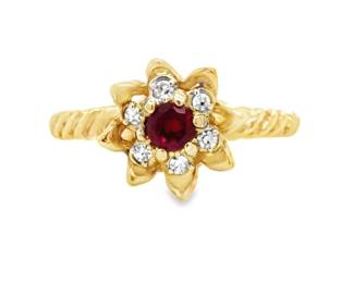 	Vintage 14k Ruby & Diamond Tulip Ring