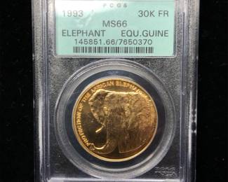 1993 Gold Equatorial Guinea 30000 Francos 