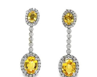 Yellow Sapphire & Diamond Earrings