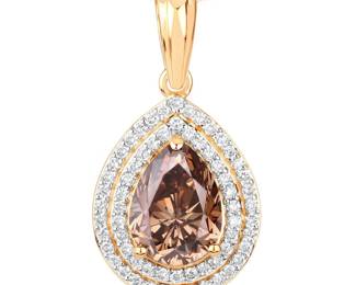 IGI CERTIFIED Fancy Brown Pear Shaped Diamond Pendant