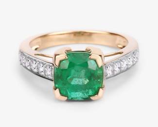 Zambian Emerald and Diamond Ring