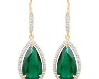 Zambian Emerald and Diamond Halo Earrings
