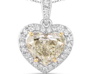 GIA Certified Fancy Yellow Heart Shaped Diamond Pendant