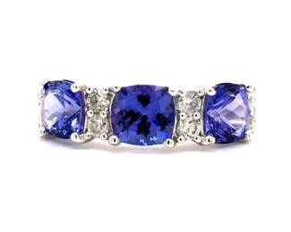 Platinum Diamond & Tanzanite Band Ring