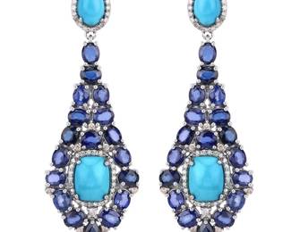 Bohemian Earrings Turquoise Kyanite Diamond