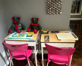 Two vintage gold top desks$5 each