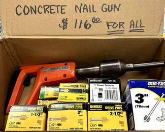Concrete nail gun and nails