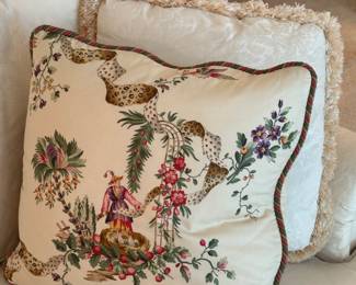 Close up of chair and pillows pattern.