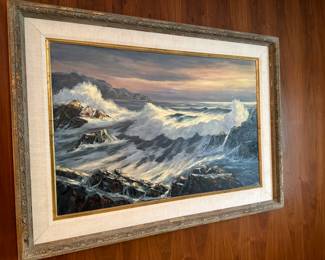Large seascape, oil on canvas.