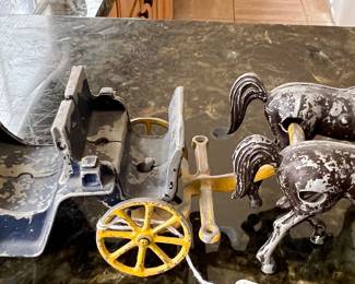 Cast Iron Wagon w Horses