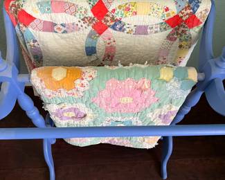 Quilt Stand + 2 Handmade Quilts