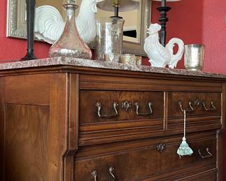 Antique Buffet w Marble/Granite Top
