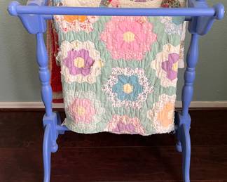 Quilt Stand + 2 Handmade Quilts
