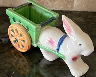 Antique Bunny Pulling Cart Japan