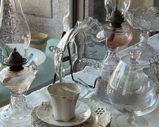Oil Lamps, Cut Glass, China...