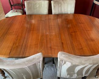 Vintage Dining Table, 6 Microfiber Chairs