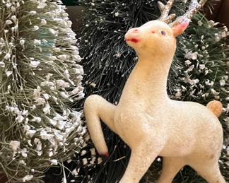 Vintage Bottlebrush Trees and Felt Reindeer