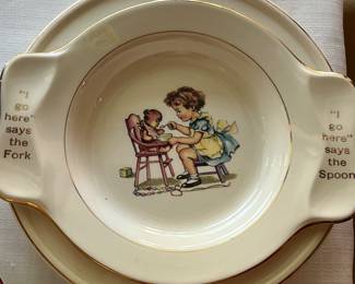 Vintage Salem Child's " I Go Here Fork/Spoon" Plate
